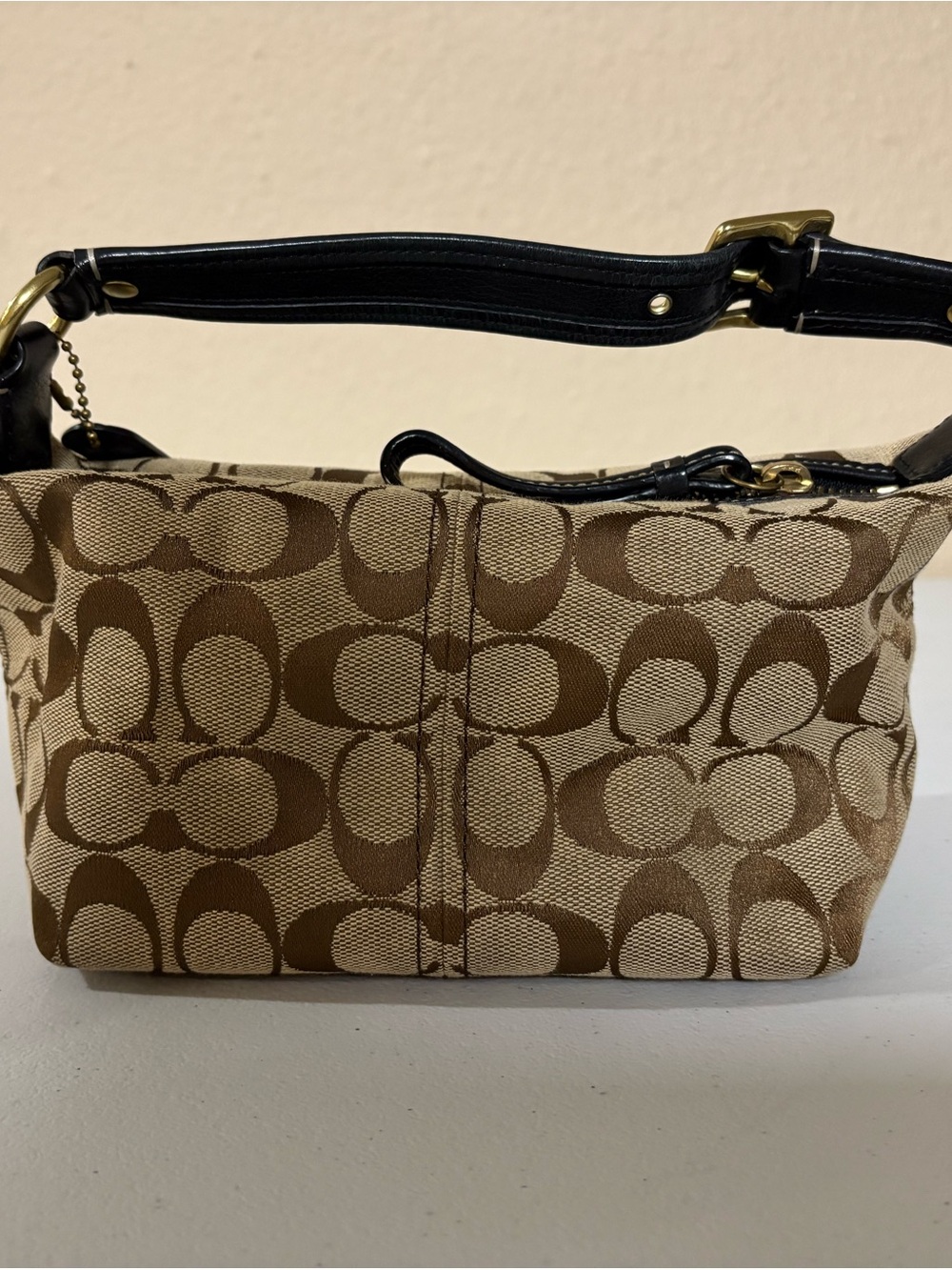 Coach 65th Ann Brown Signature Mini Bag with Black Trim F06K - 40224 EUC - Picture 12 of 13